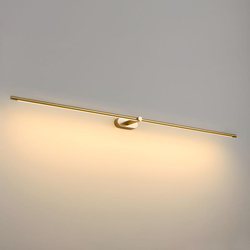 Close-up on the metal and brass accents of the lamp.