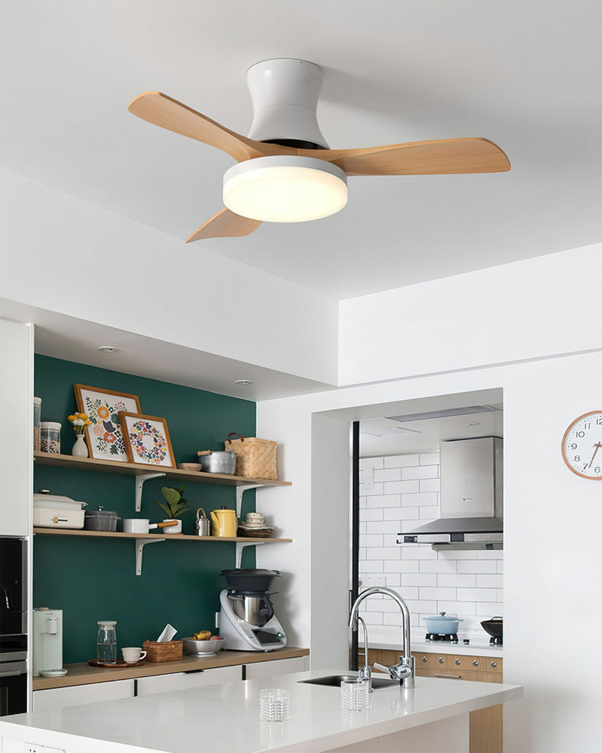 Minka Ceiling Fan Light in Walnut finish against a white ceiling
