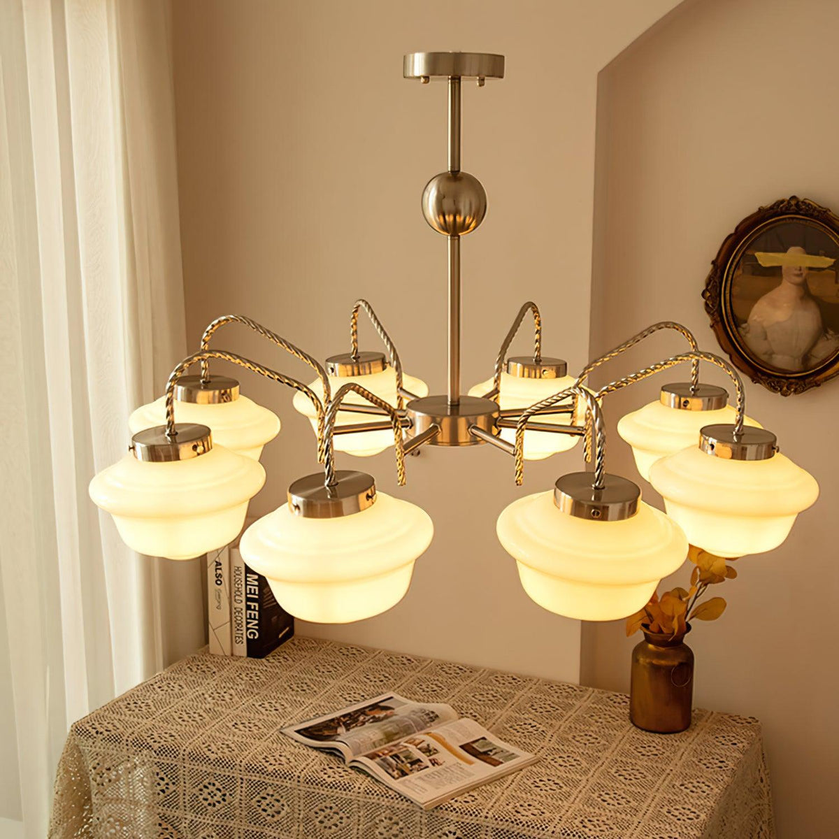 Curinel Lustre Verre Chrome Vintage