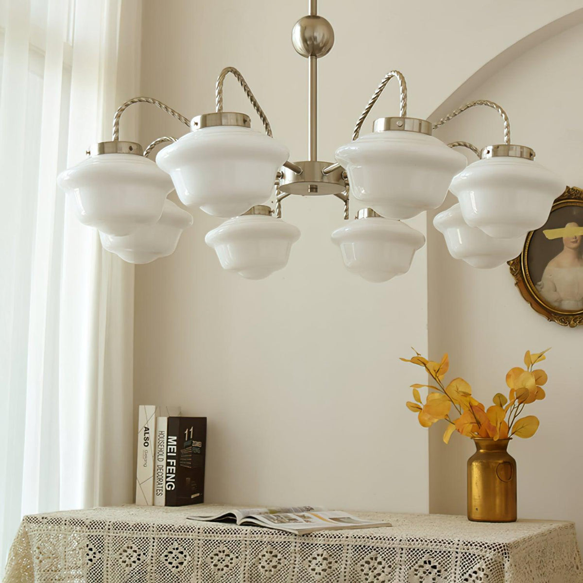 Curinel Lustre Verre Chrome Vintage