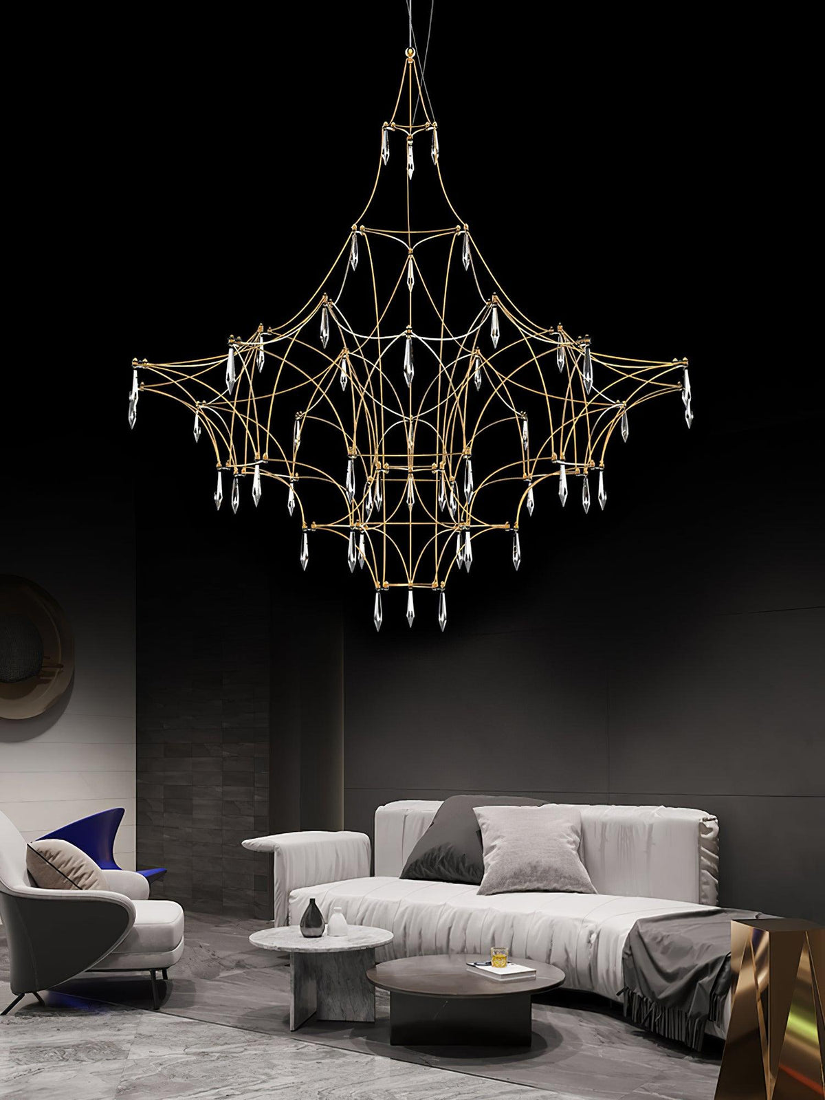 Glenoria Lustre en Acier Inoxydable et Cristal en Maille