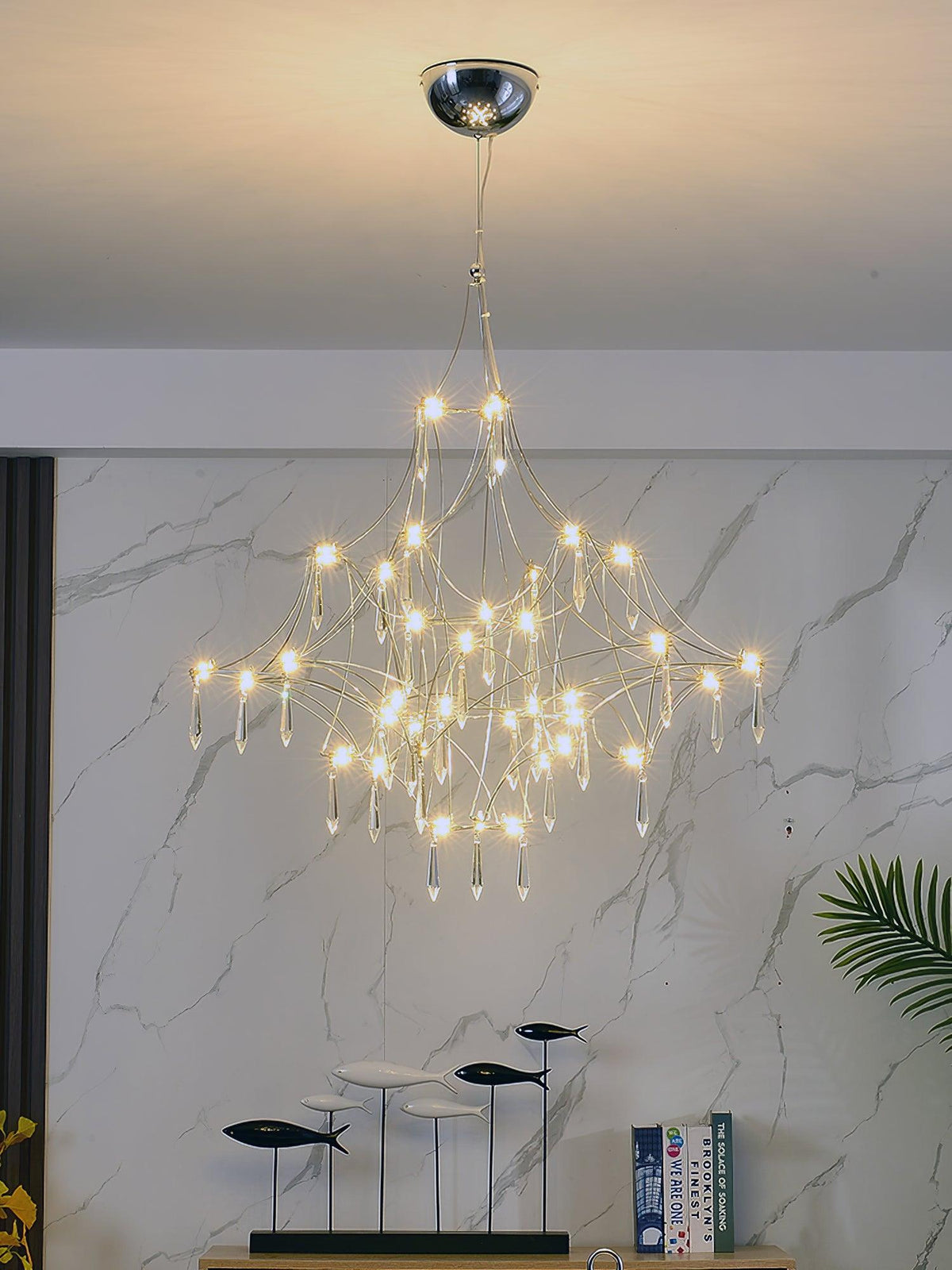 Glenoria Lustre en Acier Inoxydable et Cristal en Maille