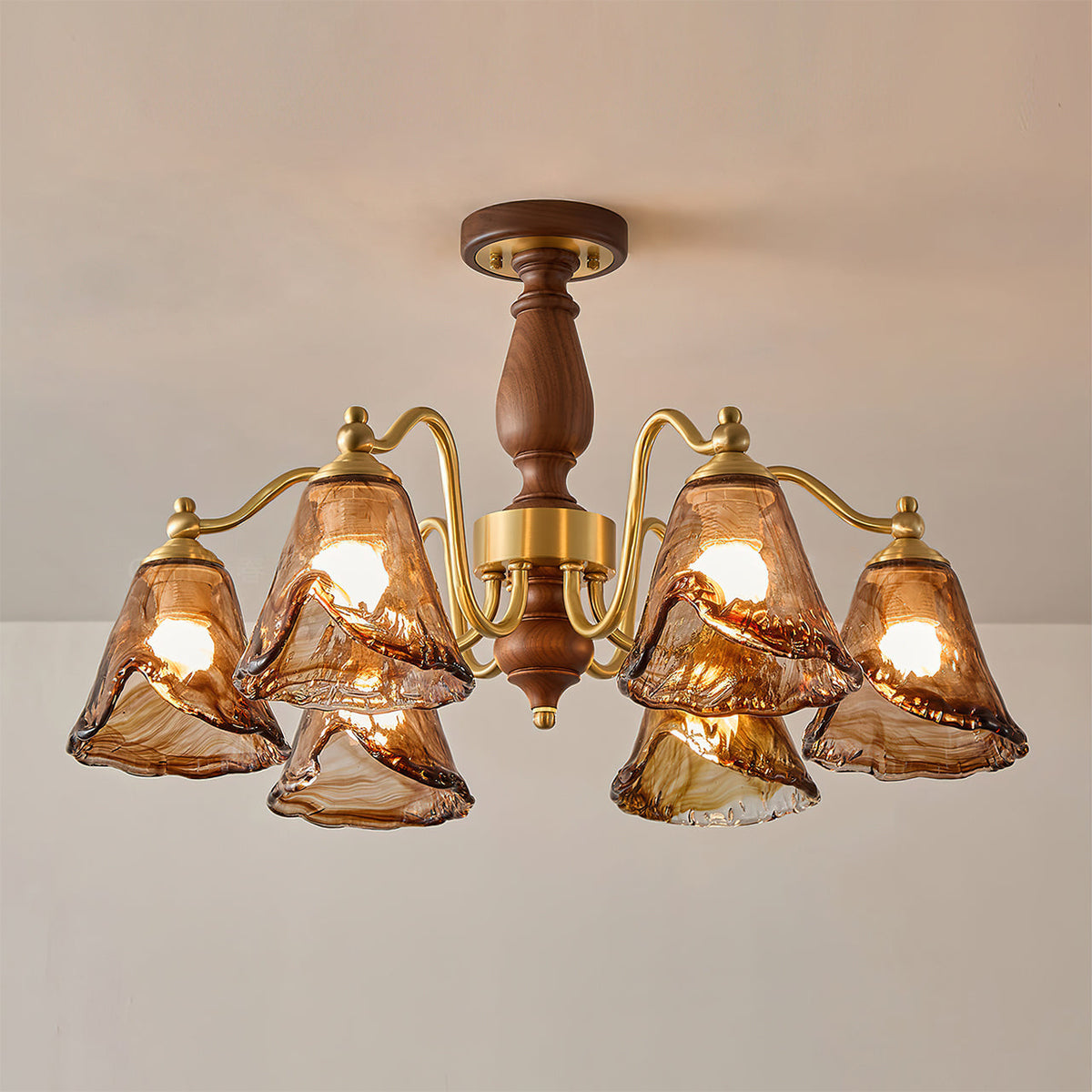 Top-down view of the Mirabelle chandelier's arm structure.