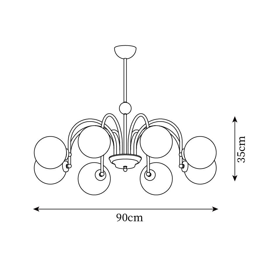 Chandelier Curved Arms Globe Shades Modern Retro Style Dining-Neutral Decor