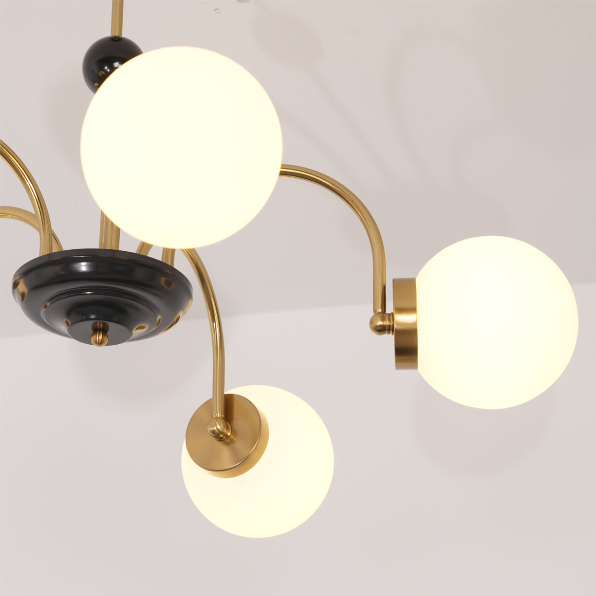 Chandelier Curved Arms Globe Shades Modern Retro Style Dining-Neutral Decor
