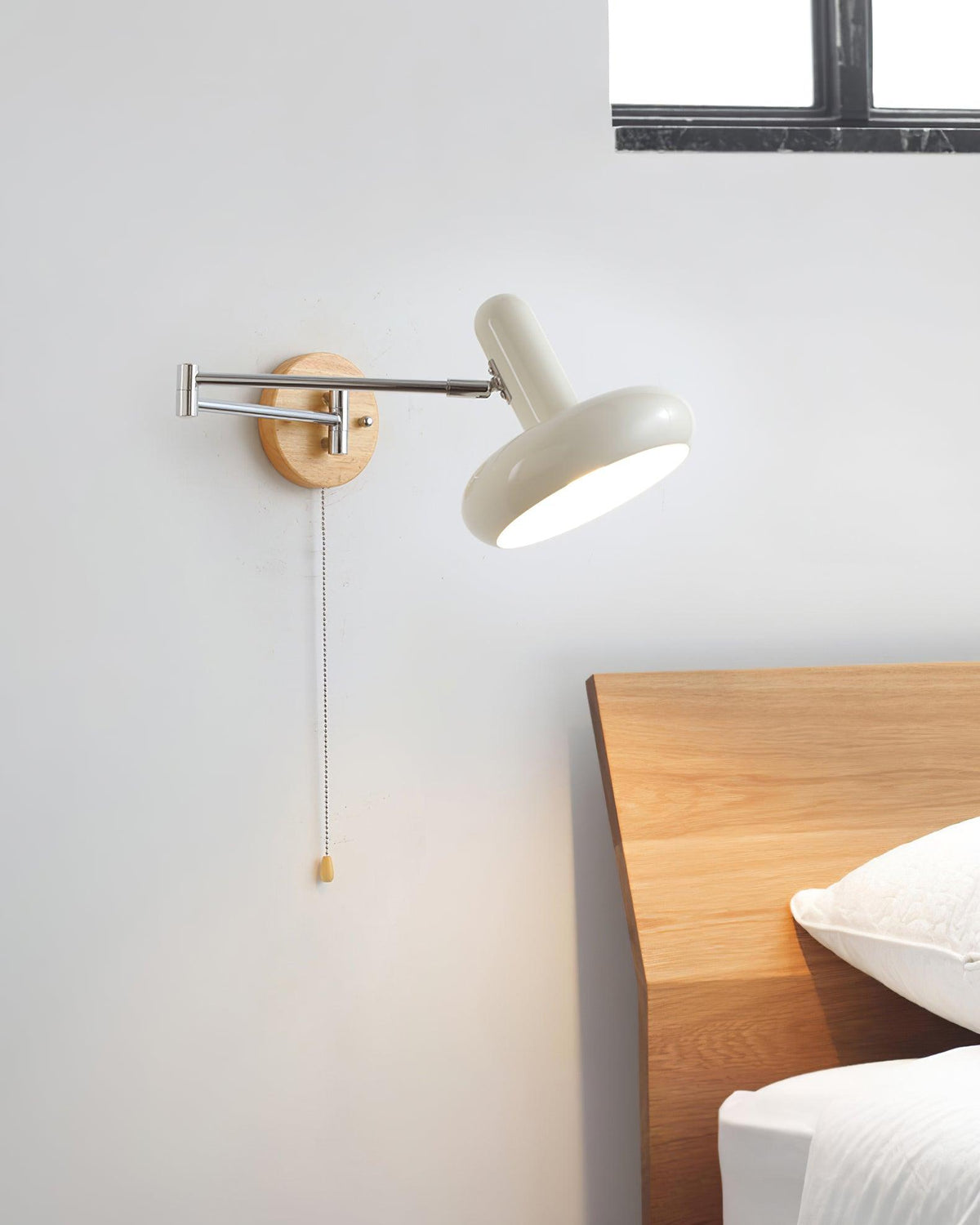 Wall Lamp Swivel Arm Rounded Shade Pull Chain Modern Retro-Neutral Decor