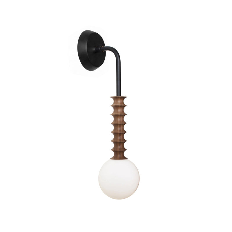 Mobo Wall Lamp in a walnut color finish.
