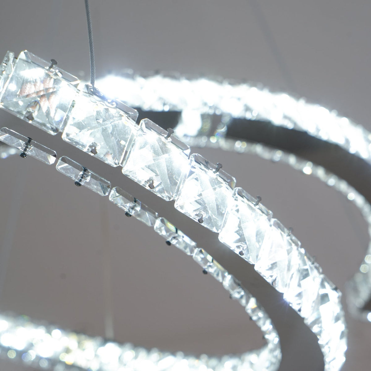Emiliel Lustre Cristal Double C Moderne Argent 2-Rings