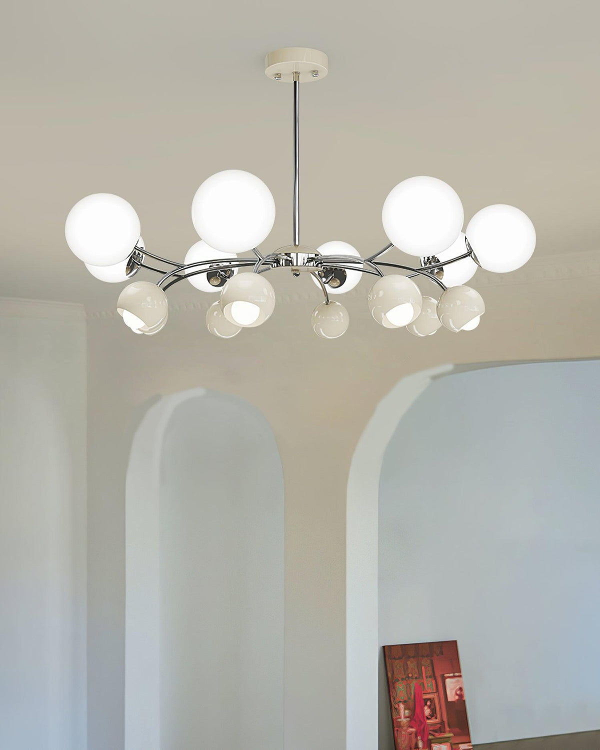 Eloria Chandelier Glass Dome Petal Minimalist Ambient-Neutral Decor