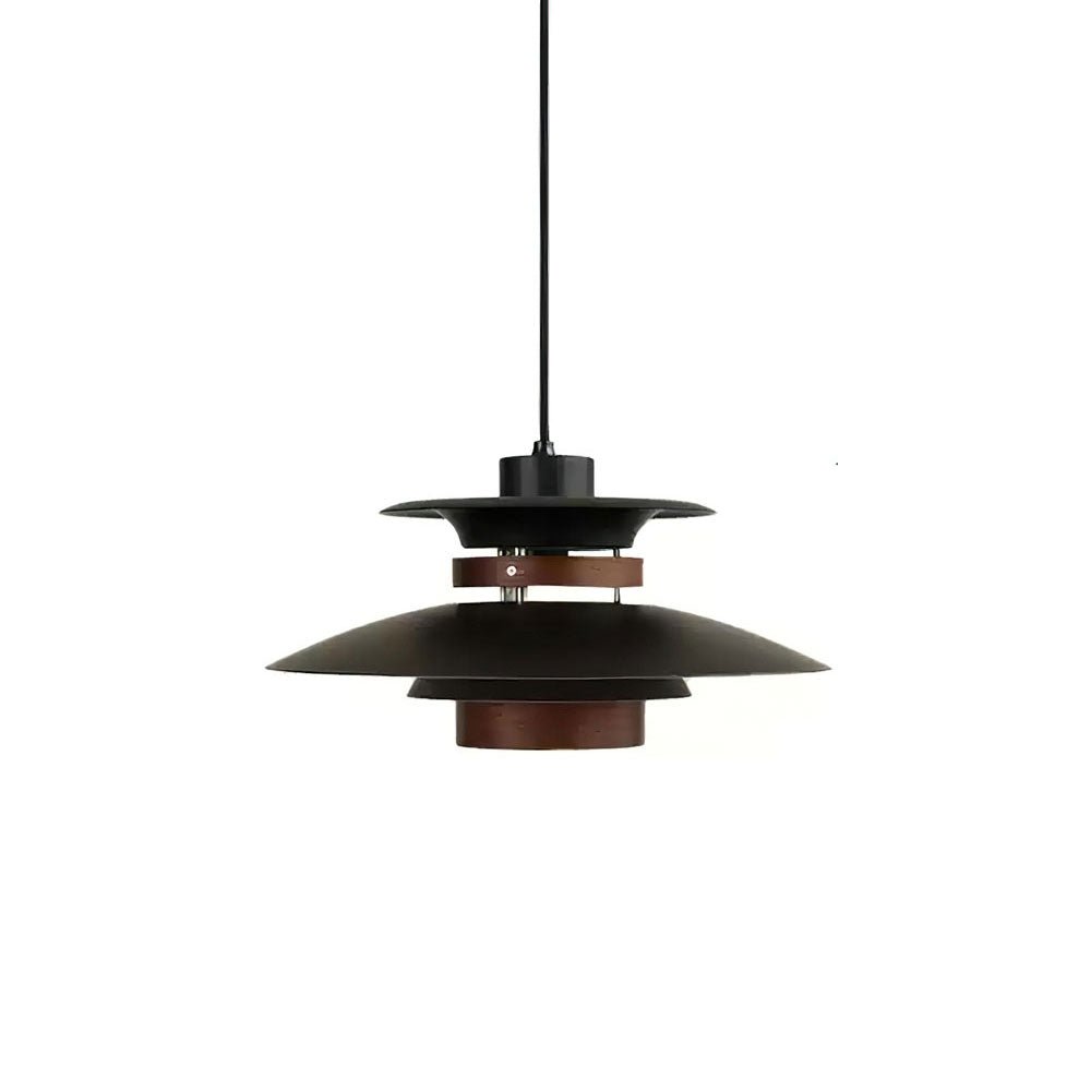 Darenira Lampe suspendue en bois avec abat-jour superposé pour salle à manger nordique