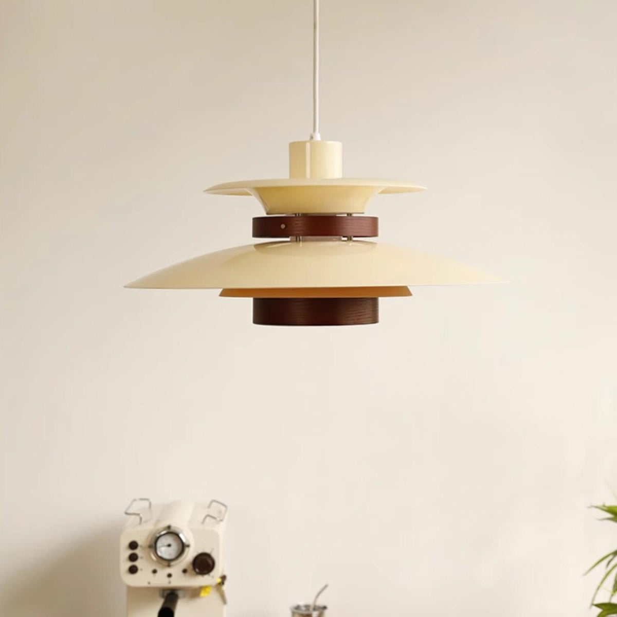 Darenira Lampe suspendue en bois avec abat-jour superposé pour salle à manger nordique