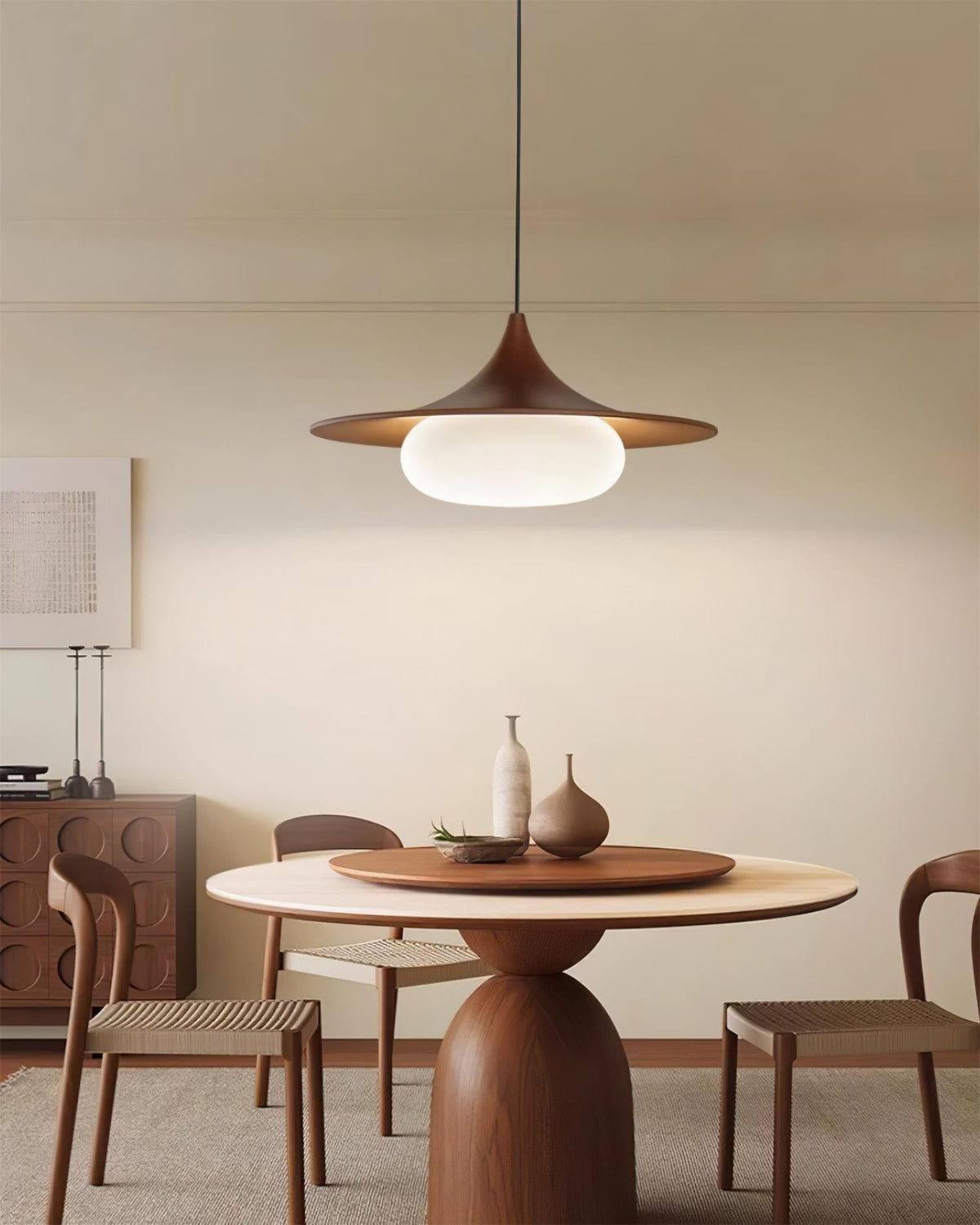 Ovelis Wooden Canopy Pendant Light-Neutral Decor