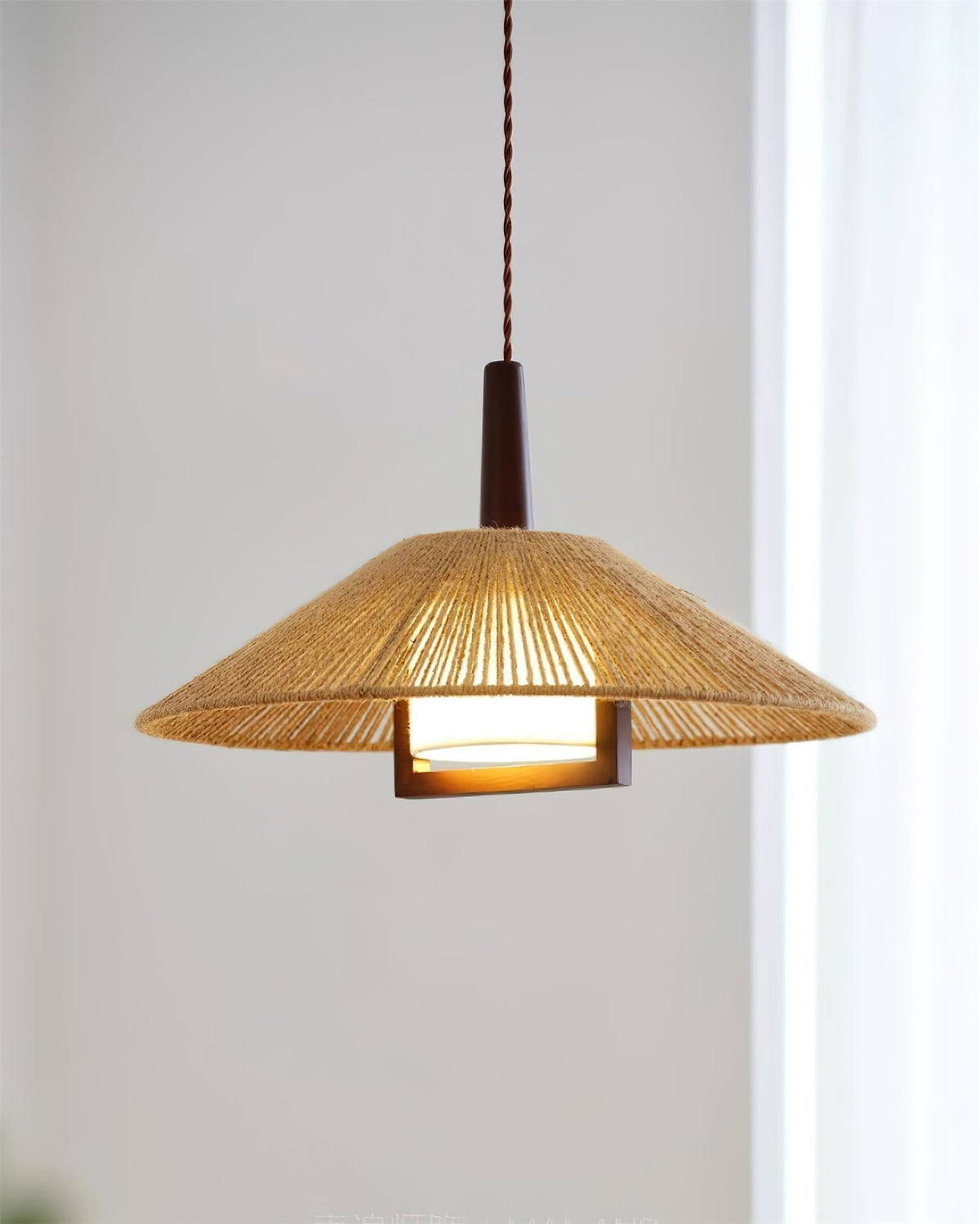 Fidoya Woven Rattan Cone Pendant Light-Neutral Decor