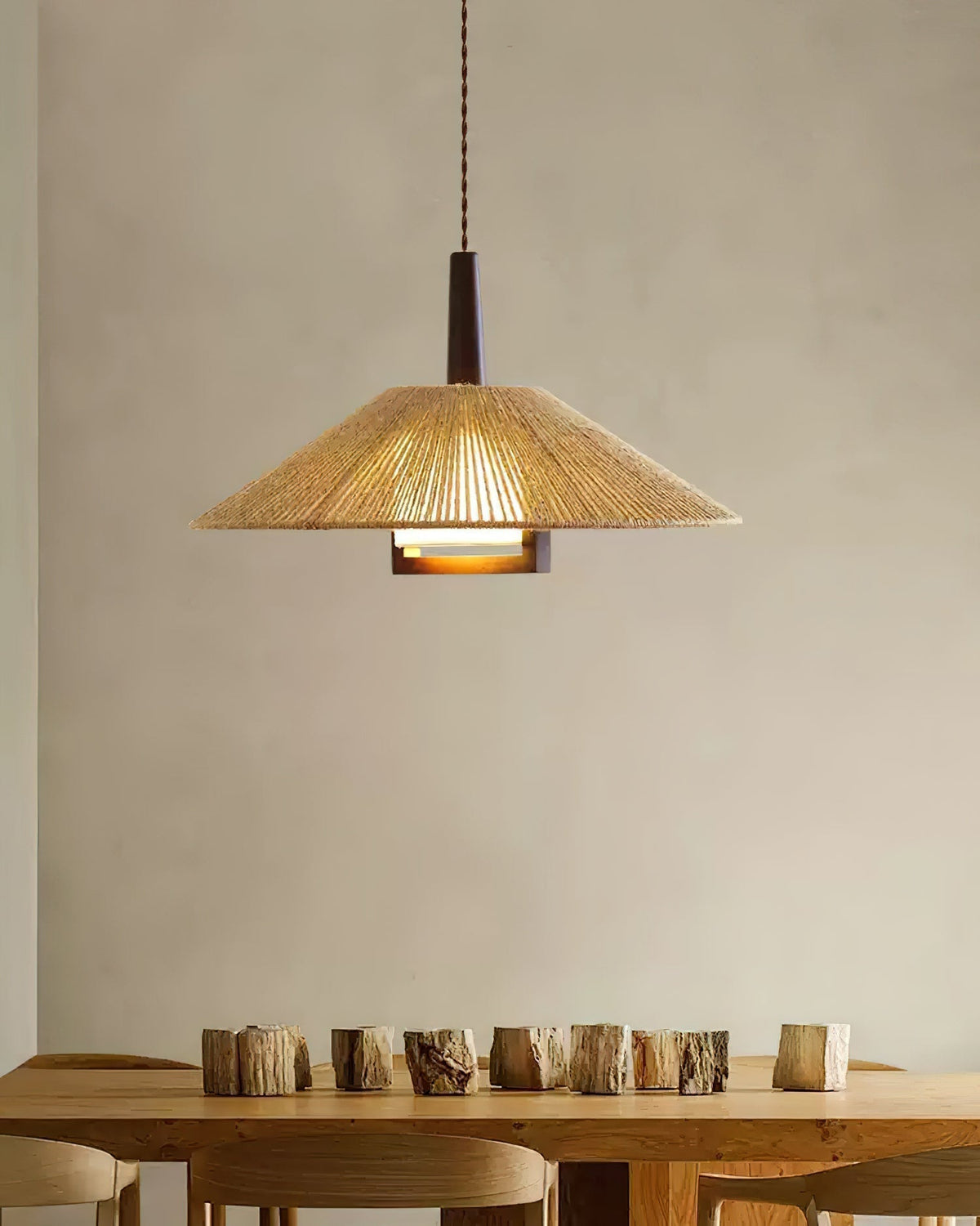 Fidoya Woven Rattan Cone Pendant Light-Neutral Decor