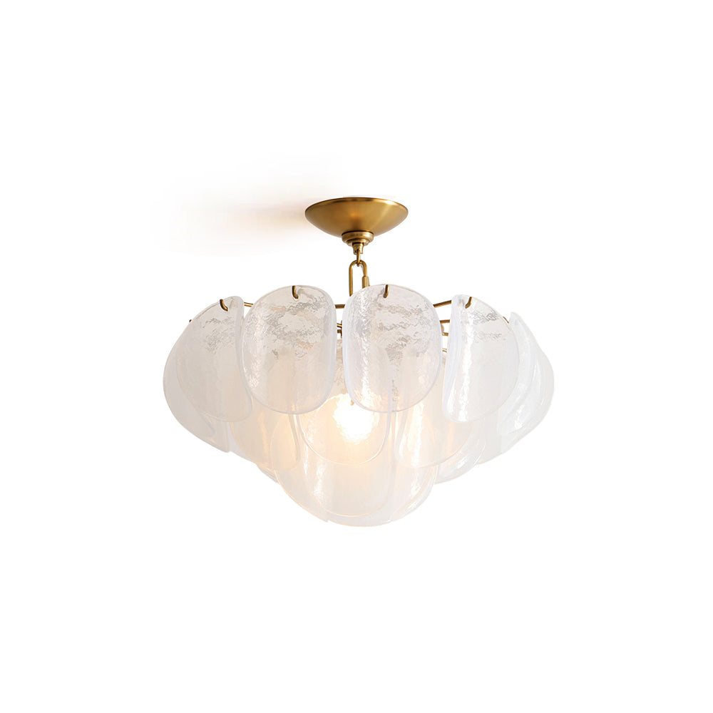 Montecito Glass Ceiling Mount with layered panels, viewed from below.