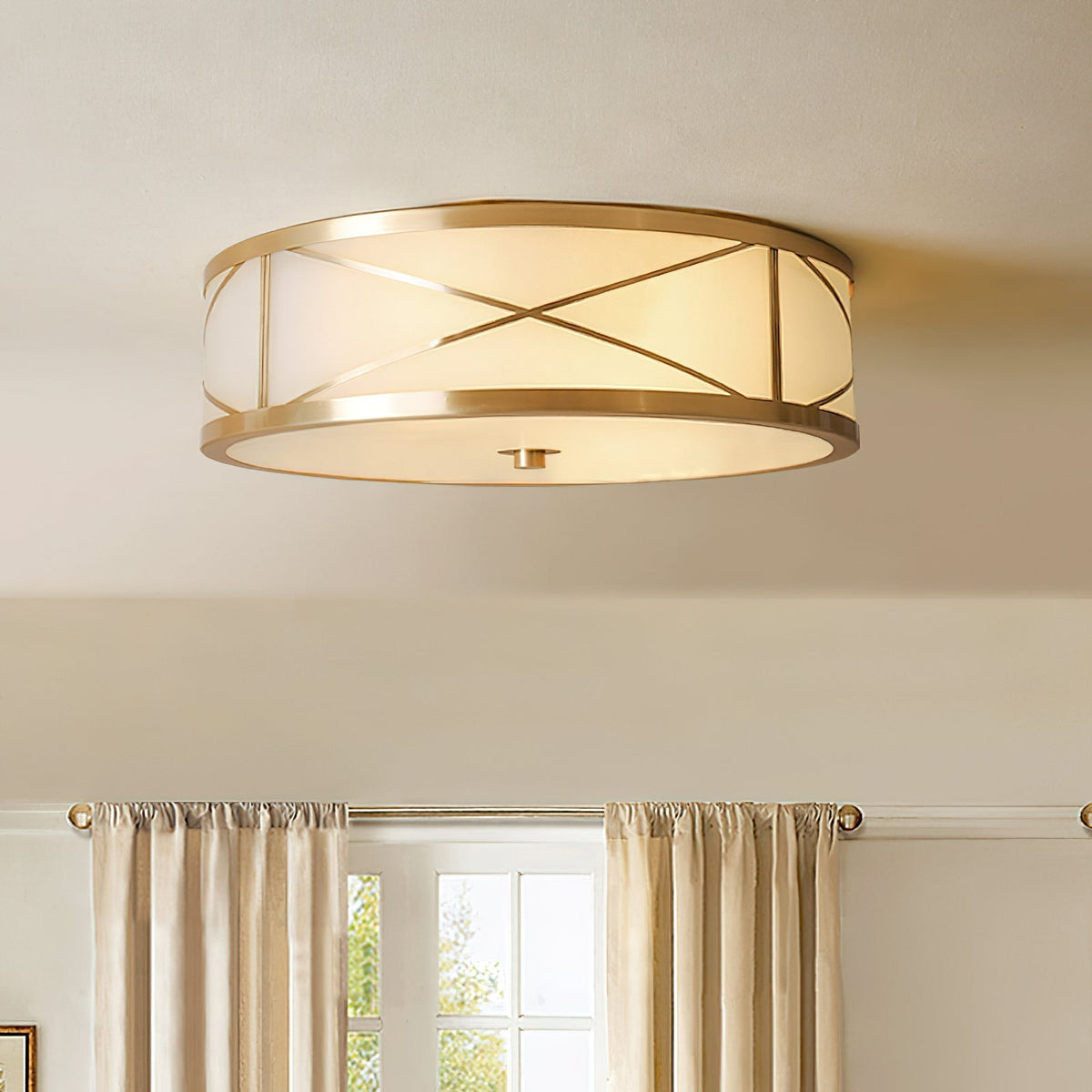Vovene Plafonnier En Laiton Et Verre Minimaliste Moderne