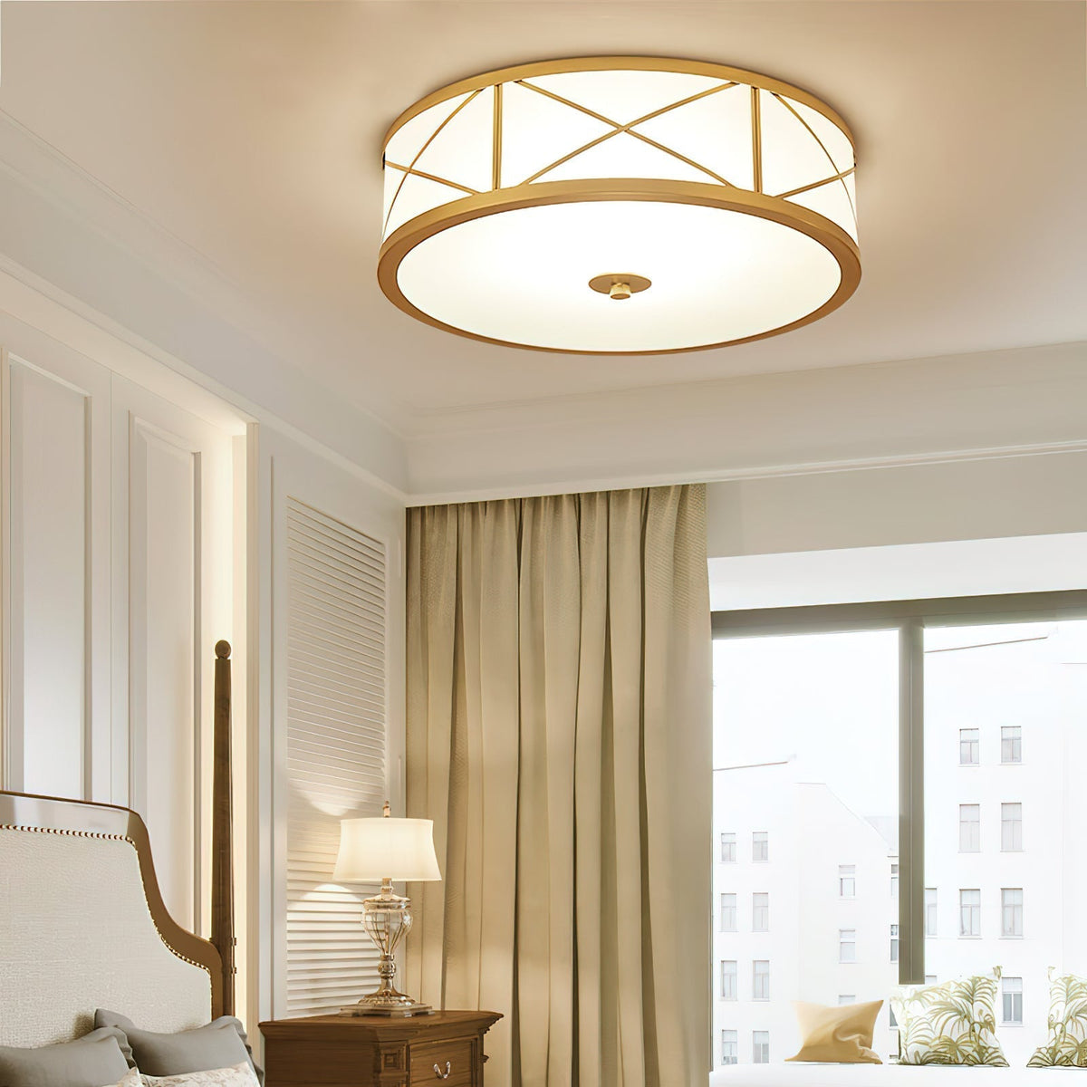 Vovene Plafonnier En Laiton Et Verre Minimaliste Moderne