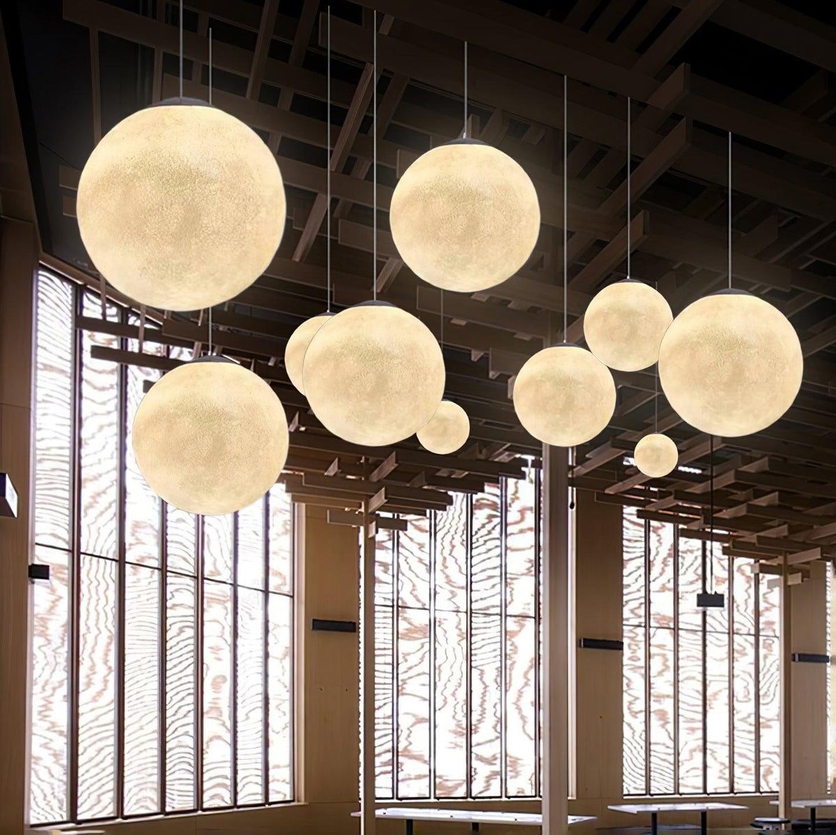 Jovise Suspension Lampe en Forme de Lune pour Salon
