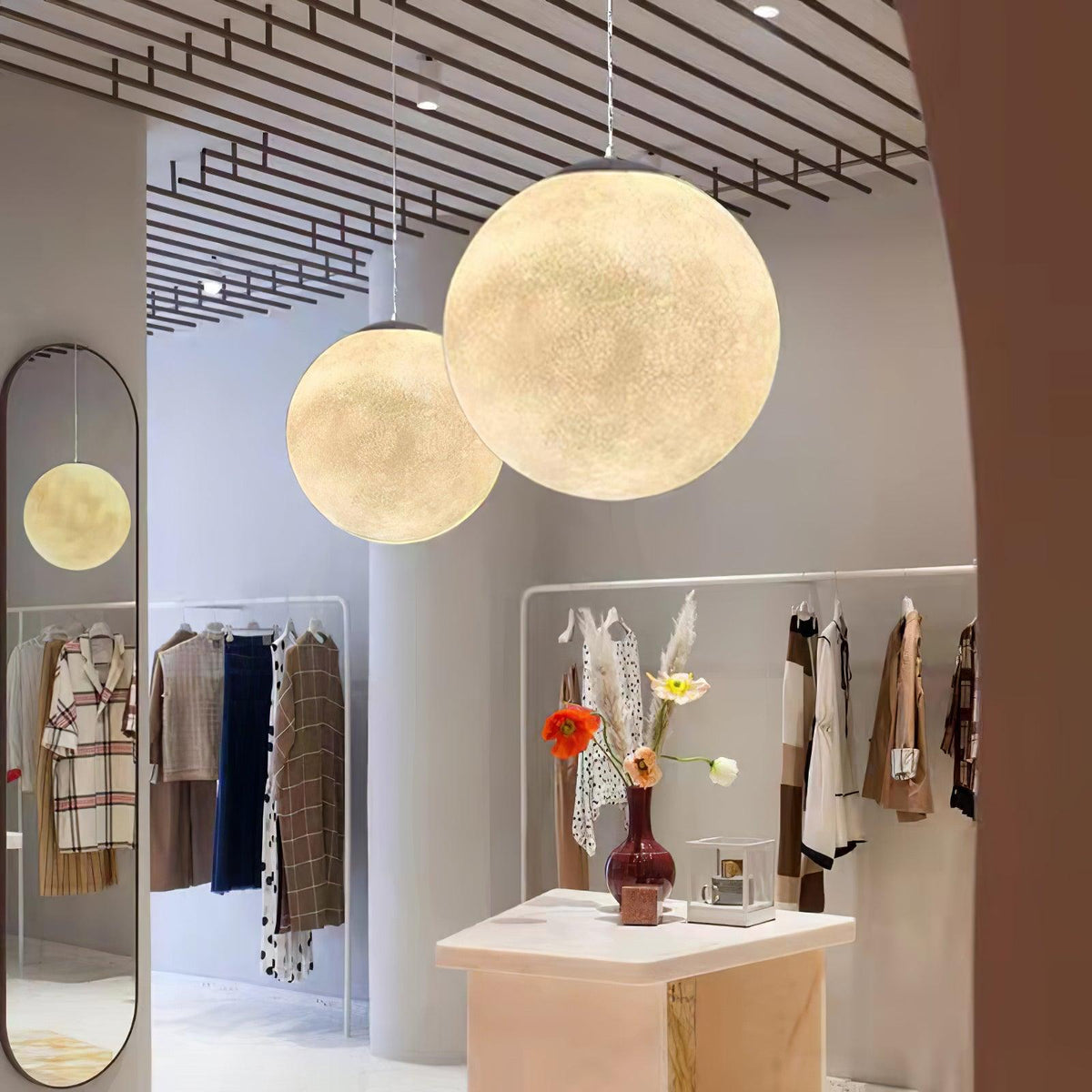 Jovise Suspension Lampe en Forme de Lune pour Salon