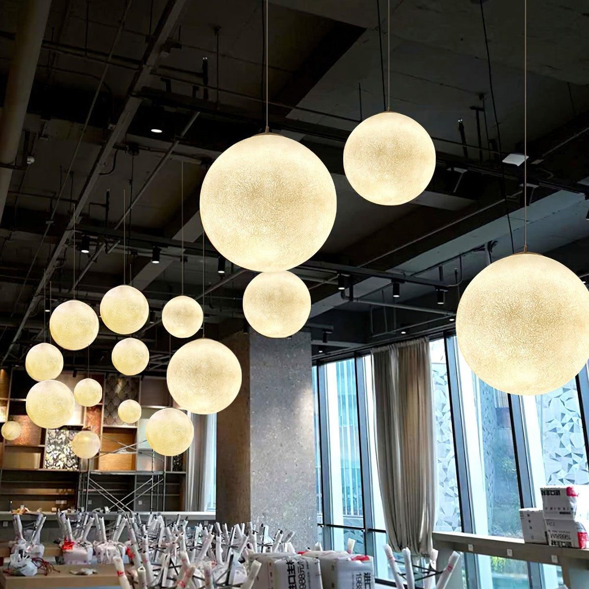 Jovise Suspension Lampe en Forme de Lune pour Salon