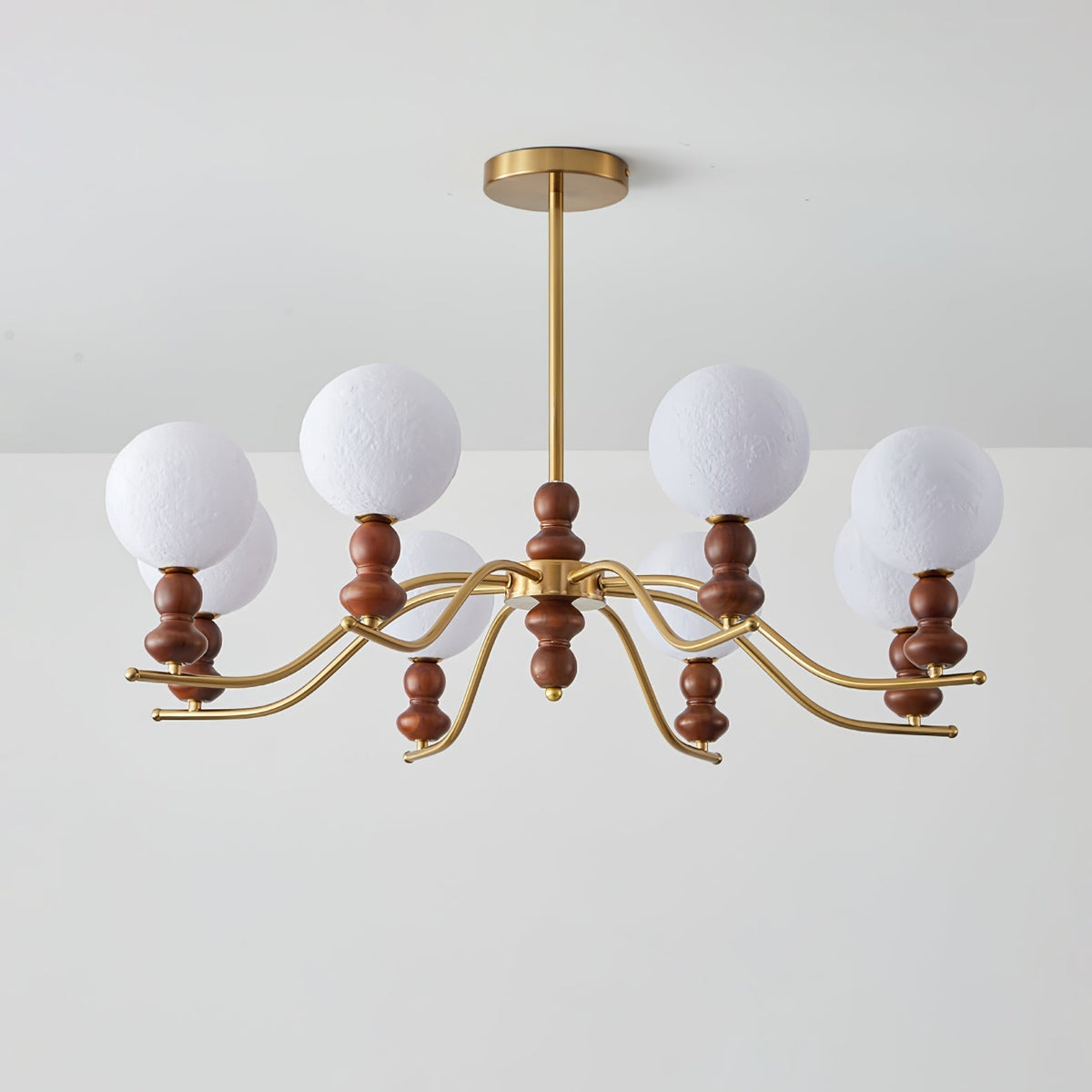 Virelle Lustre Lustra Laiton Bois Globe de Lune Élégant