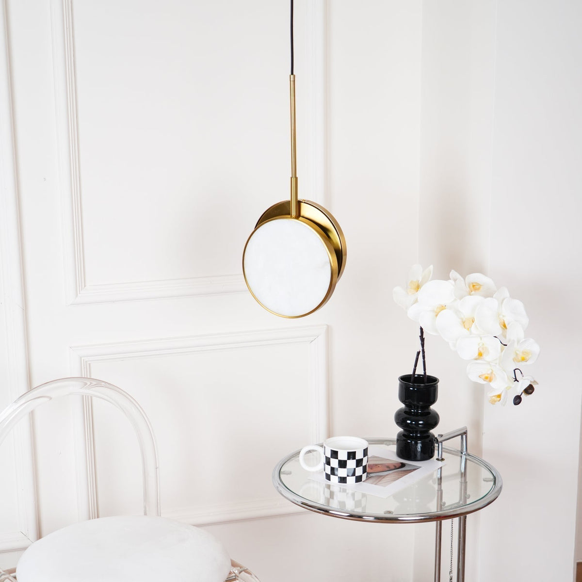 Synoryra Lampe Suspendue Double Disque en Albâtre