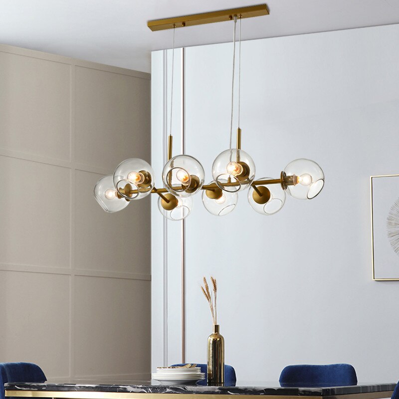 Valentina Suspension Boule Moderne Métal/Verre Noir/Doré Salon