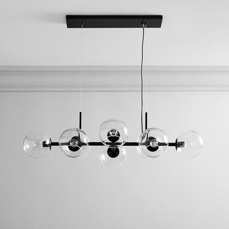 Valentina Suspension Boule Moderne Métal/Verre Noir/Doré Salon