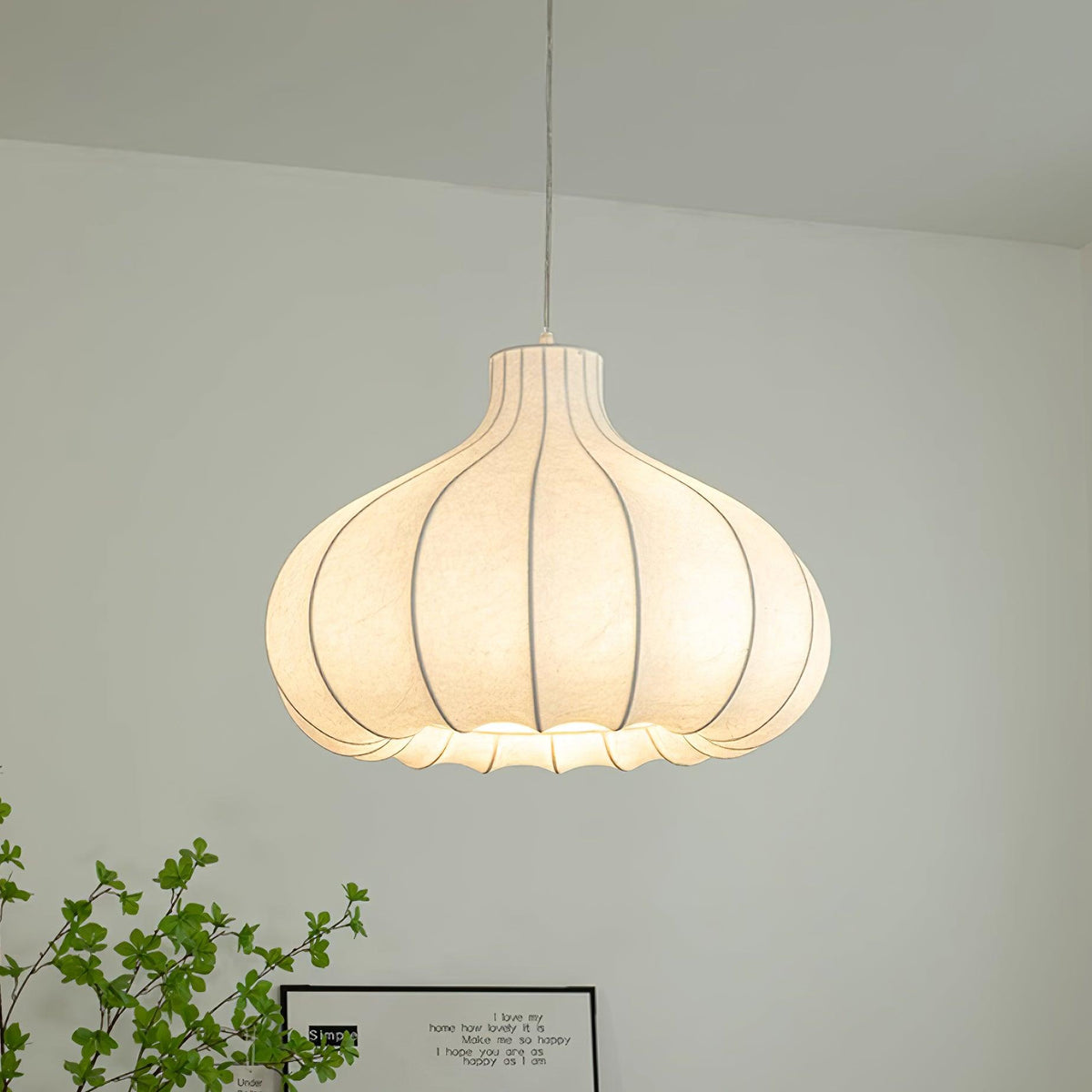 Pendant Light Silky Pleated Silk Shade White-Neutral Decor