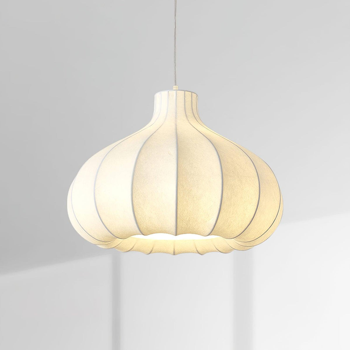 Pendant Light Silky Pleated Silk Shade White-Neutral Decor