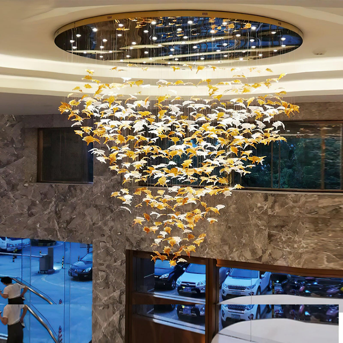 Multicolor Crystal Maple Leaf Chandelier-Neutral Decor