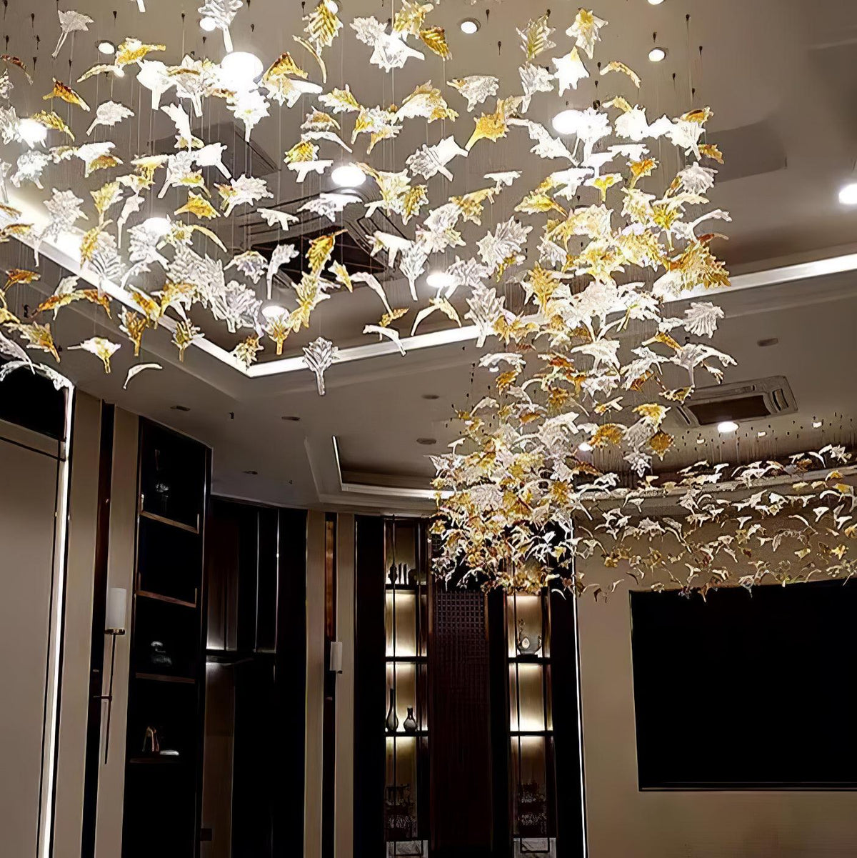 Glenaine Lustre en cristal multicolore en forme de feuille d'érable