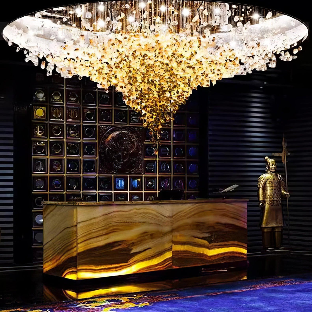 Solisa Lustre en cristal de pierre de luxe postmoderne