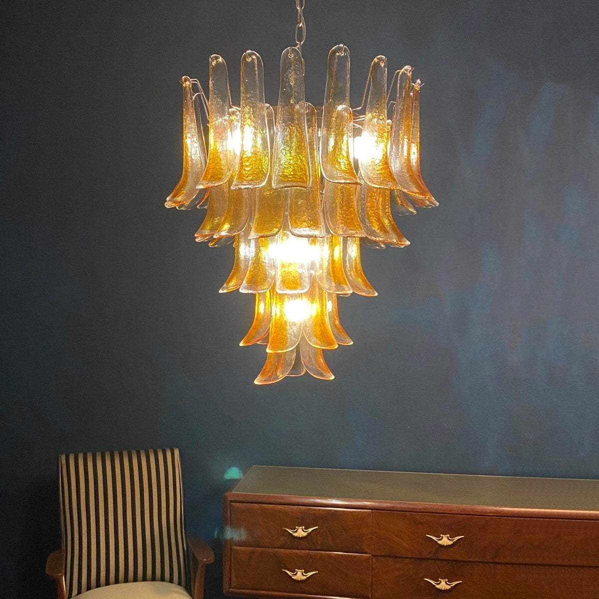 Mavaira Lustre en Verre Murano Pétales Ambre