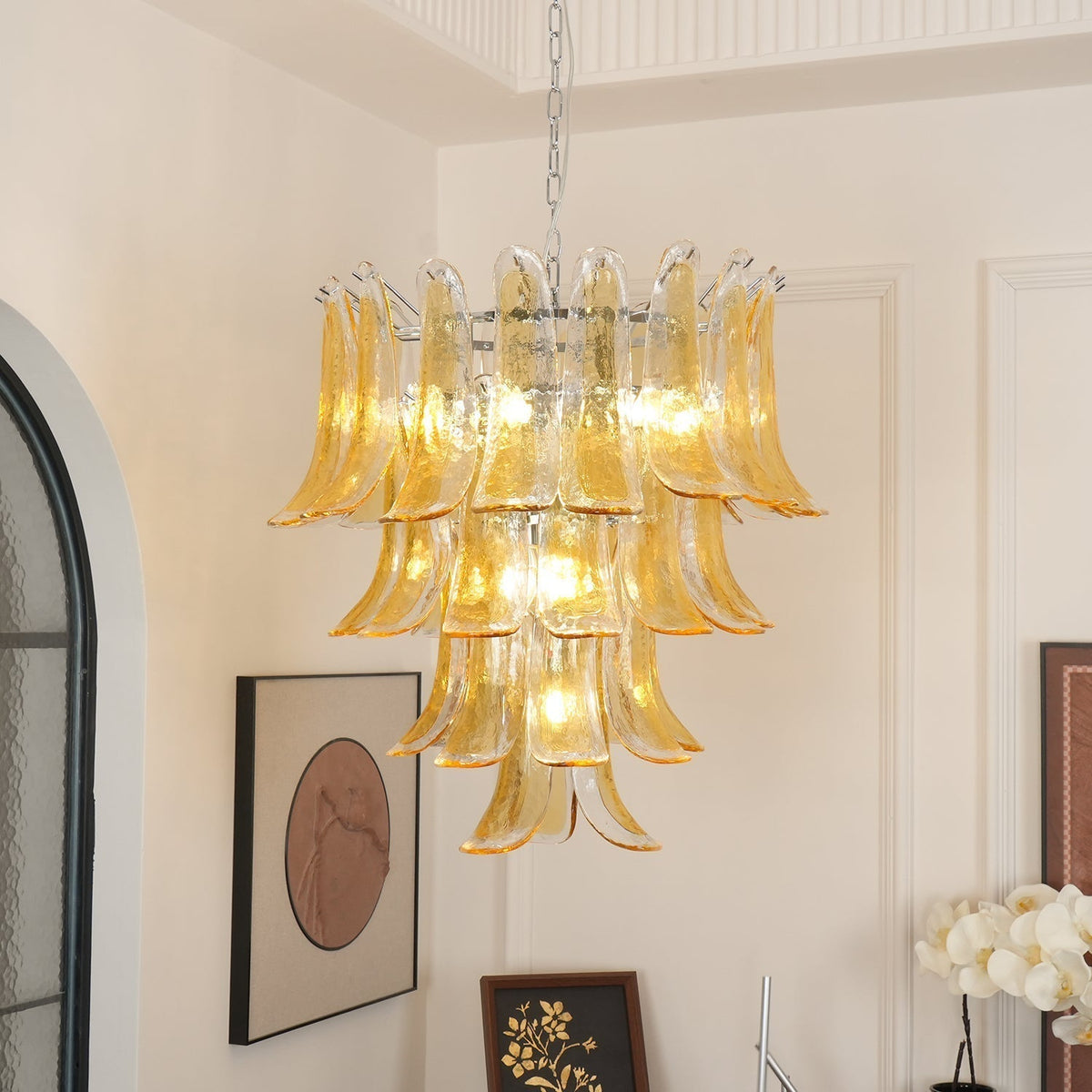 Orshaan Lustre Postmoderne de Luxe en Métal et Verre