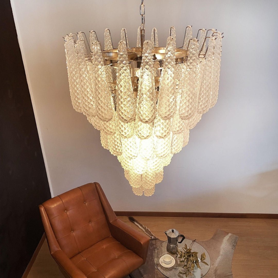 Dareva Lustre Transparent Murano Verre Goutte Rosée Superposé