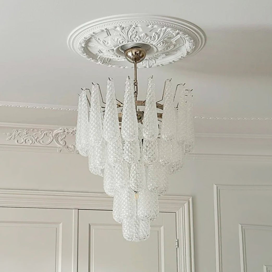 Lucien Lustre Gouttes Transparentes en Verre de Murano.