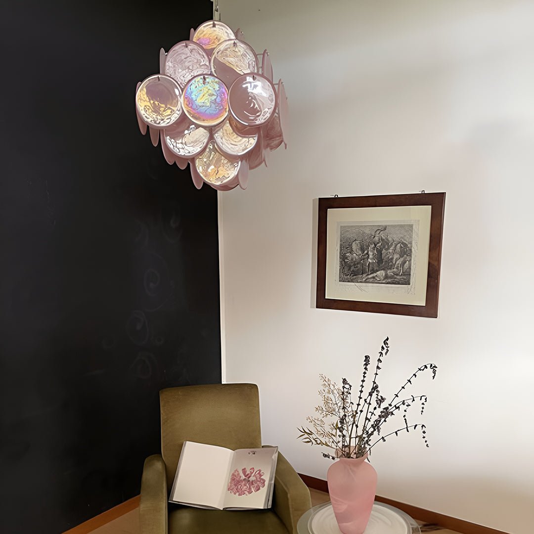 Casira Lustre Rose à Disques Superposés Artisanal