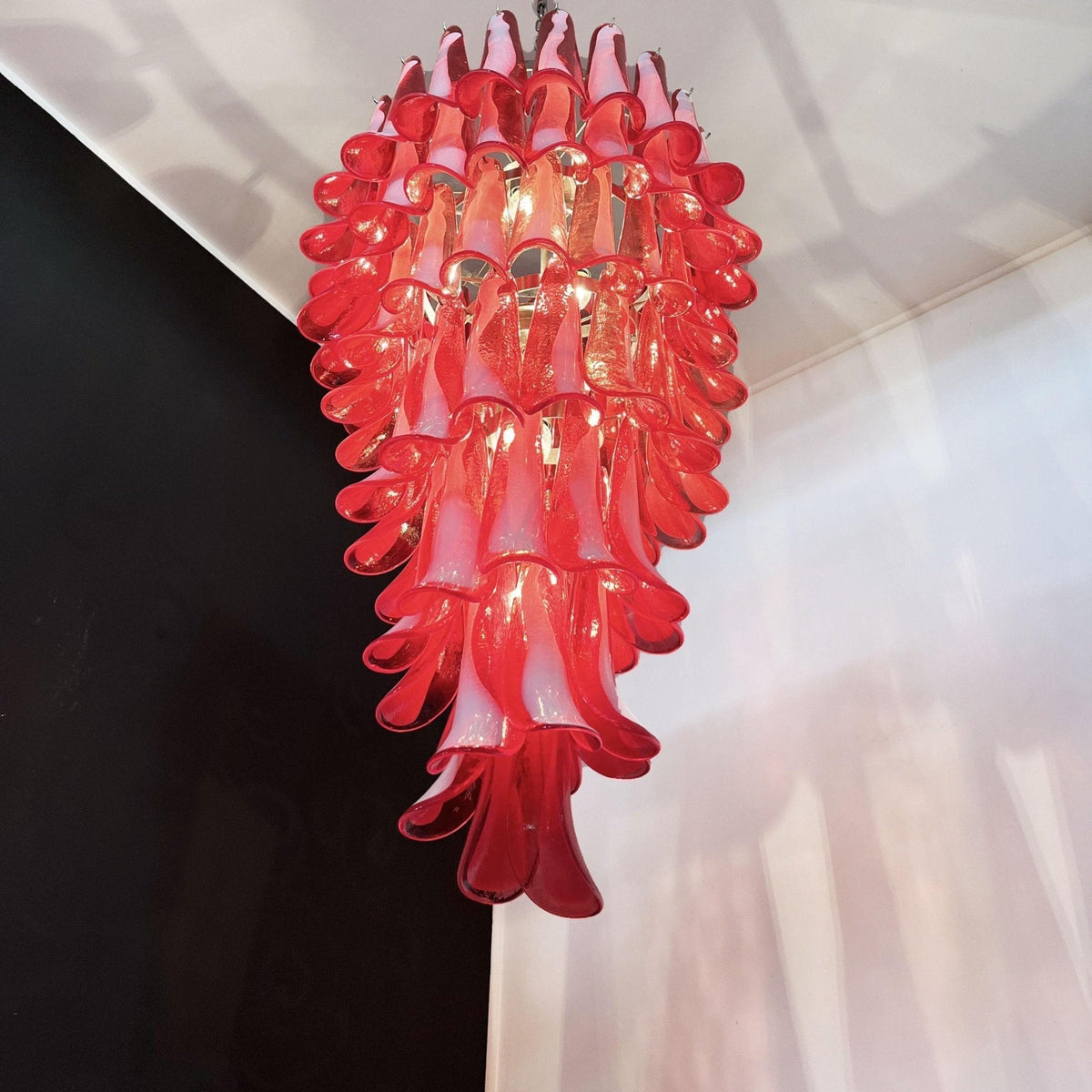Clarevia Lustre en Verre de Murano Rouge et Blanc