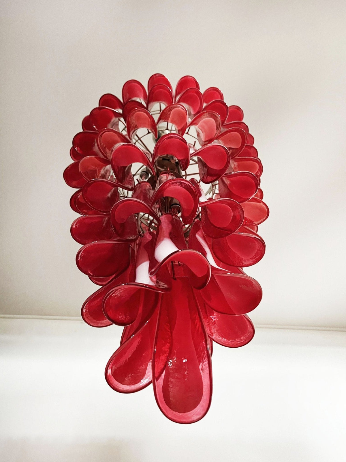 Clarevia Lustre en Verre de Murano Rouge et Blanc