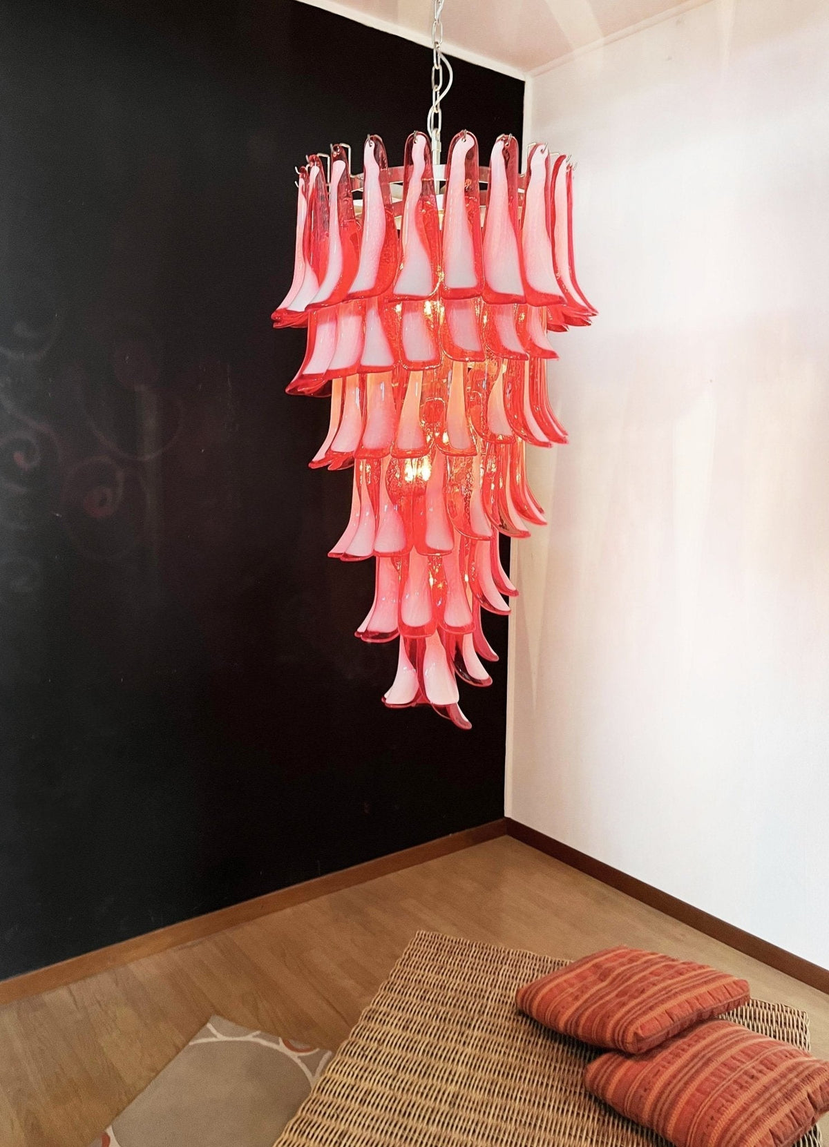 Clarevia Lustre en Verre de Murano Rouge et Blanc