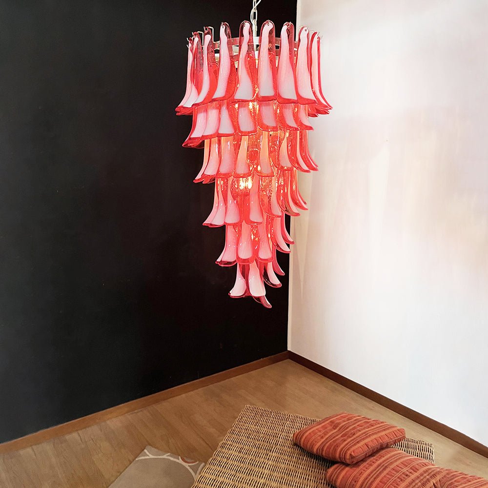 Clarevia Lustre en Verre de Murano Rouge et Blanc
