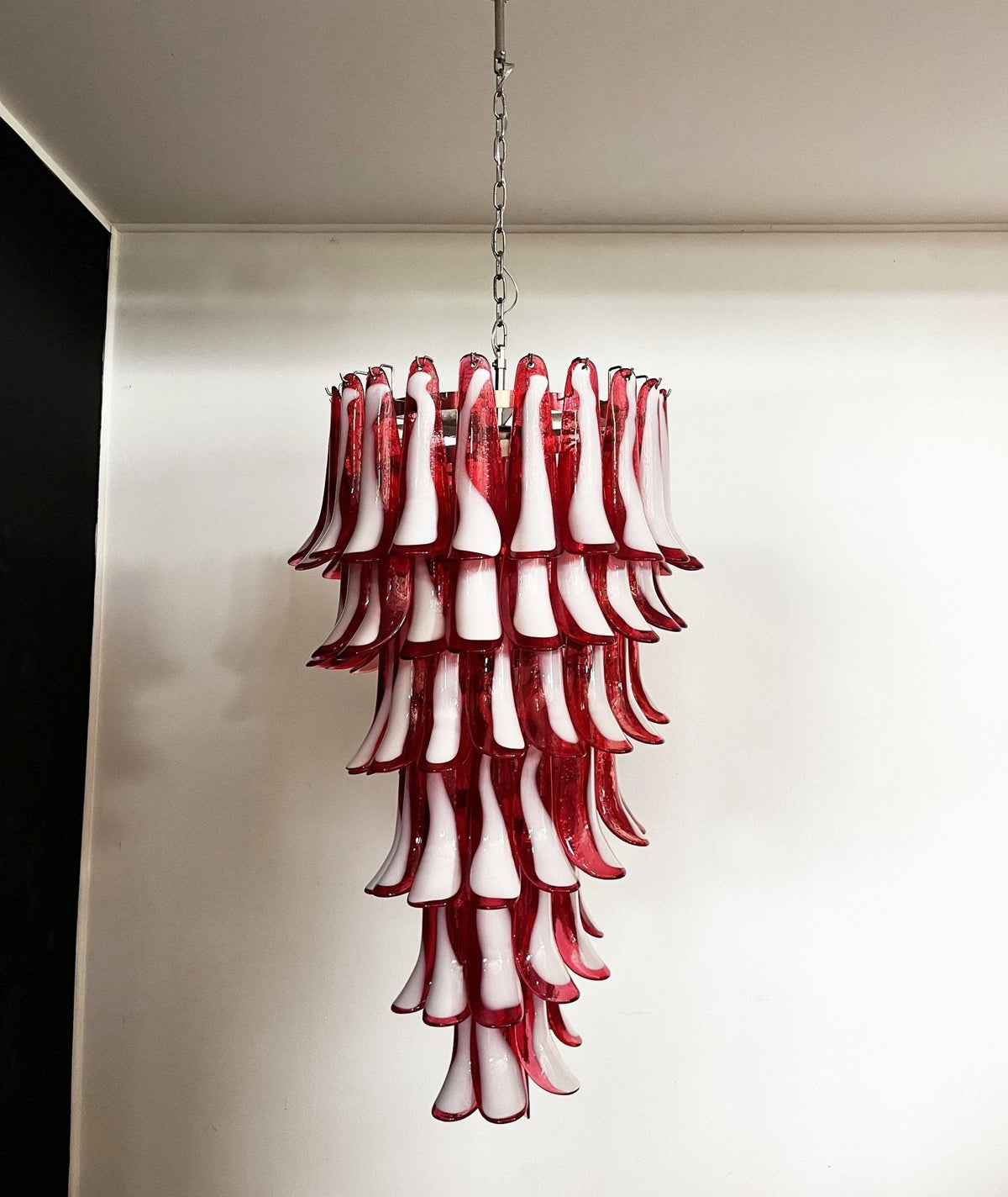 Clarevia Lustre en Verre de Murano Rouge et Blanc