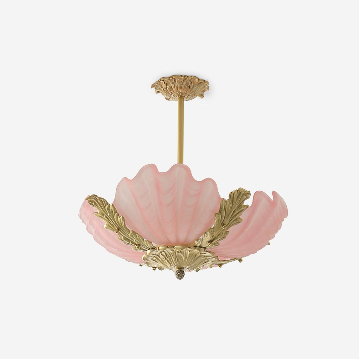 Murano Pendant Lamp Pink Shell Brass Baroque-Neutral Decor