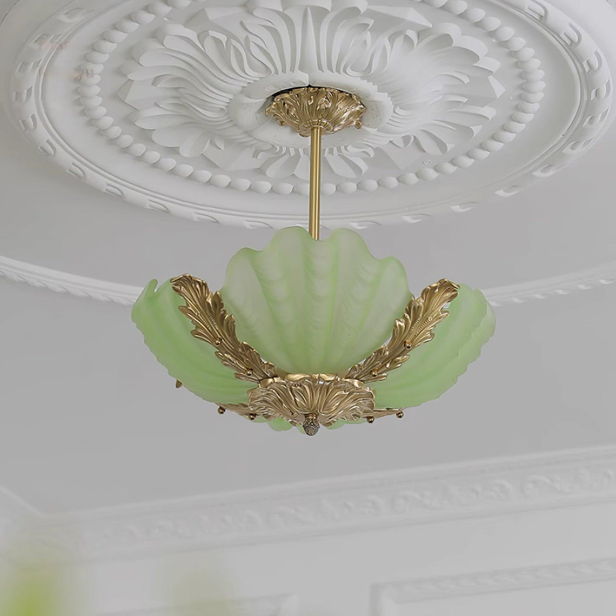 Murano Pendant Lamp Pink Shell Brass Baroque-Neutral Decor