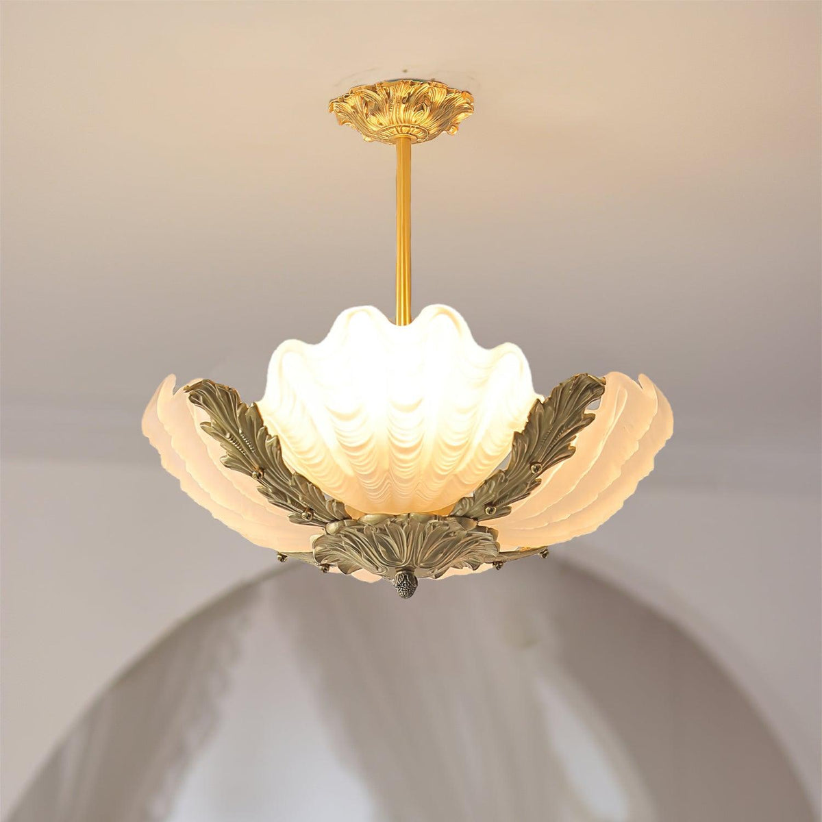 Murano Pendant Lamp Pink Shell Brass Baroque-Neutral Decor