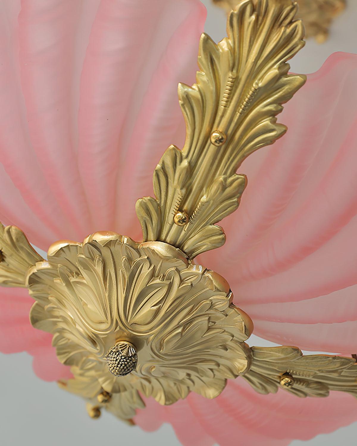 Murano Pendant Lamp Pink Shell Brass Baroque-Neutral Decor
