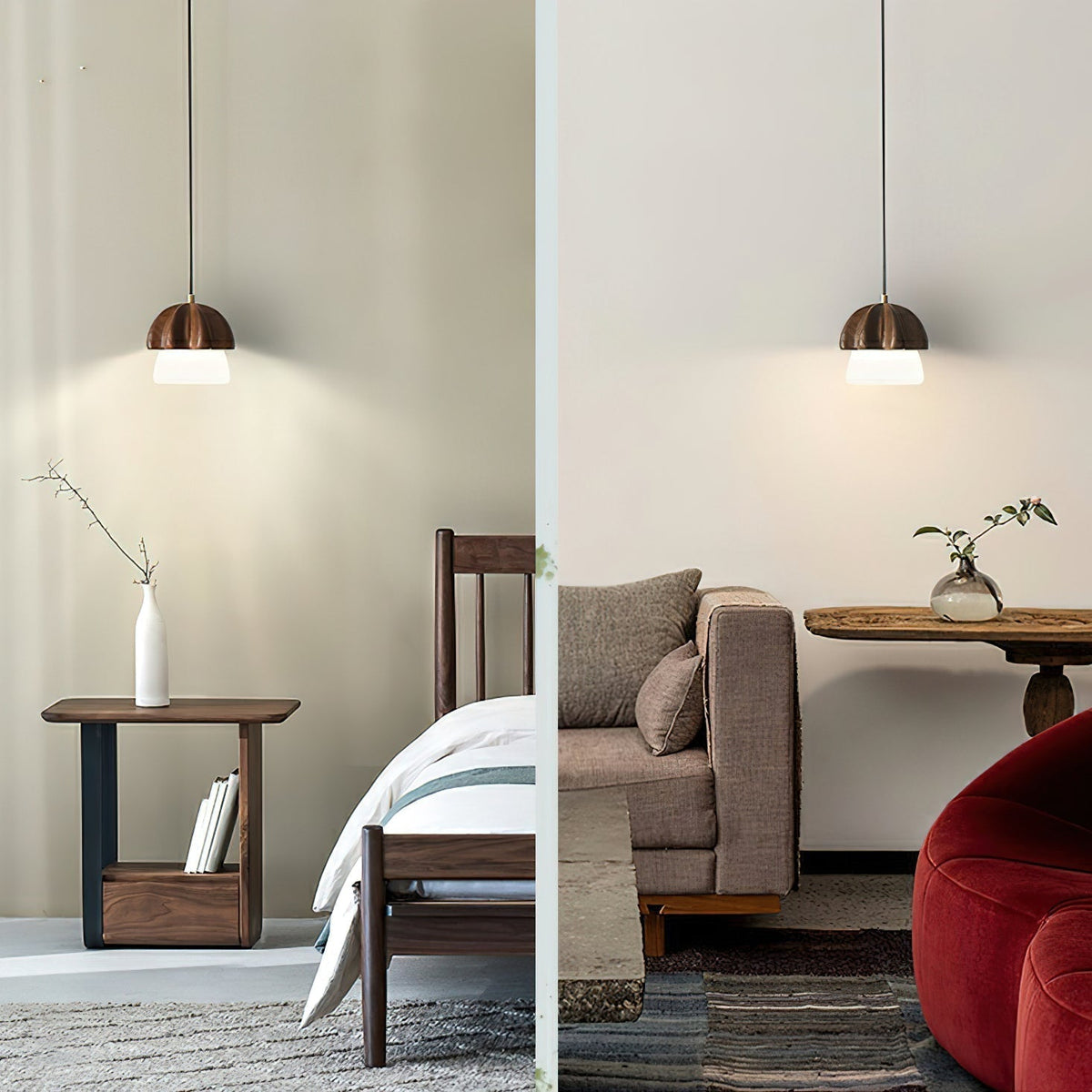 Sorora Suspension Champignon Cluster Bois & Verre