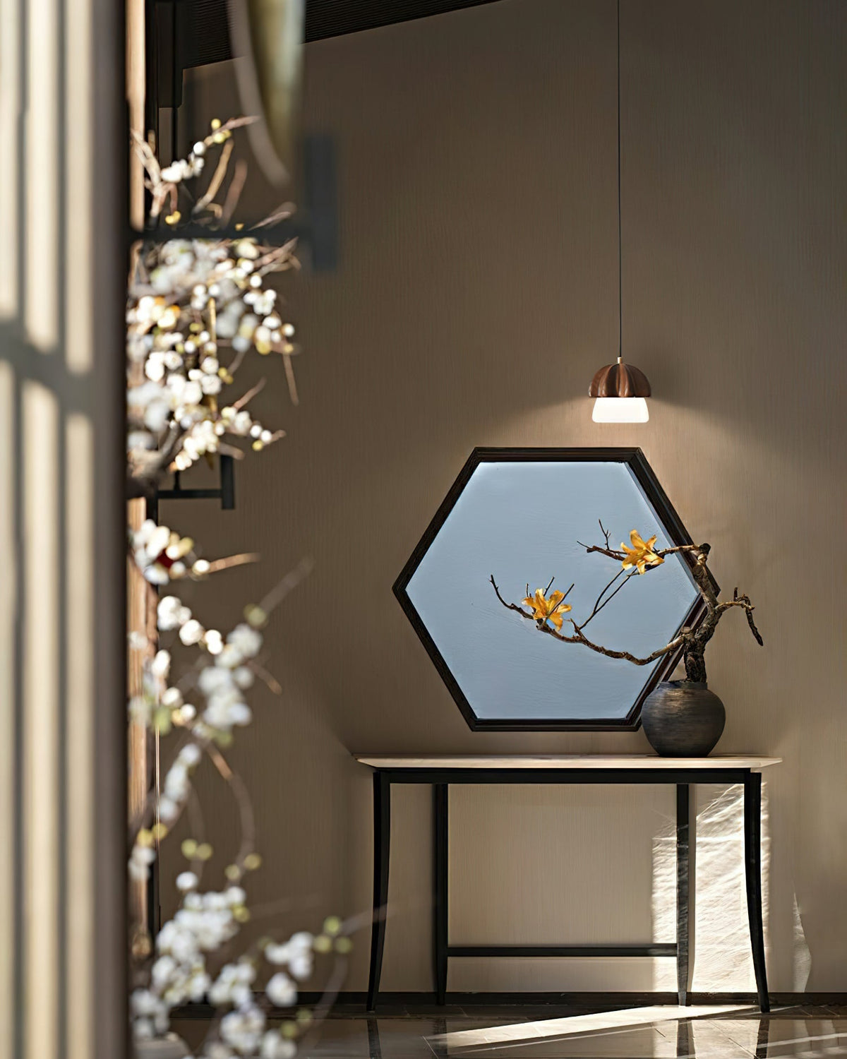Sorora Suspension Champignon Cluster Bois & Verre