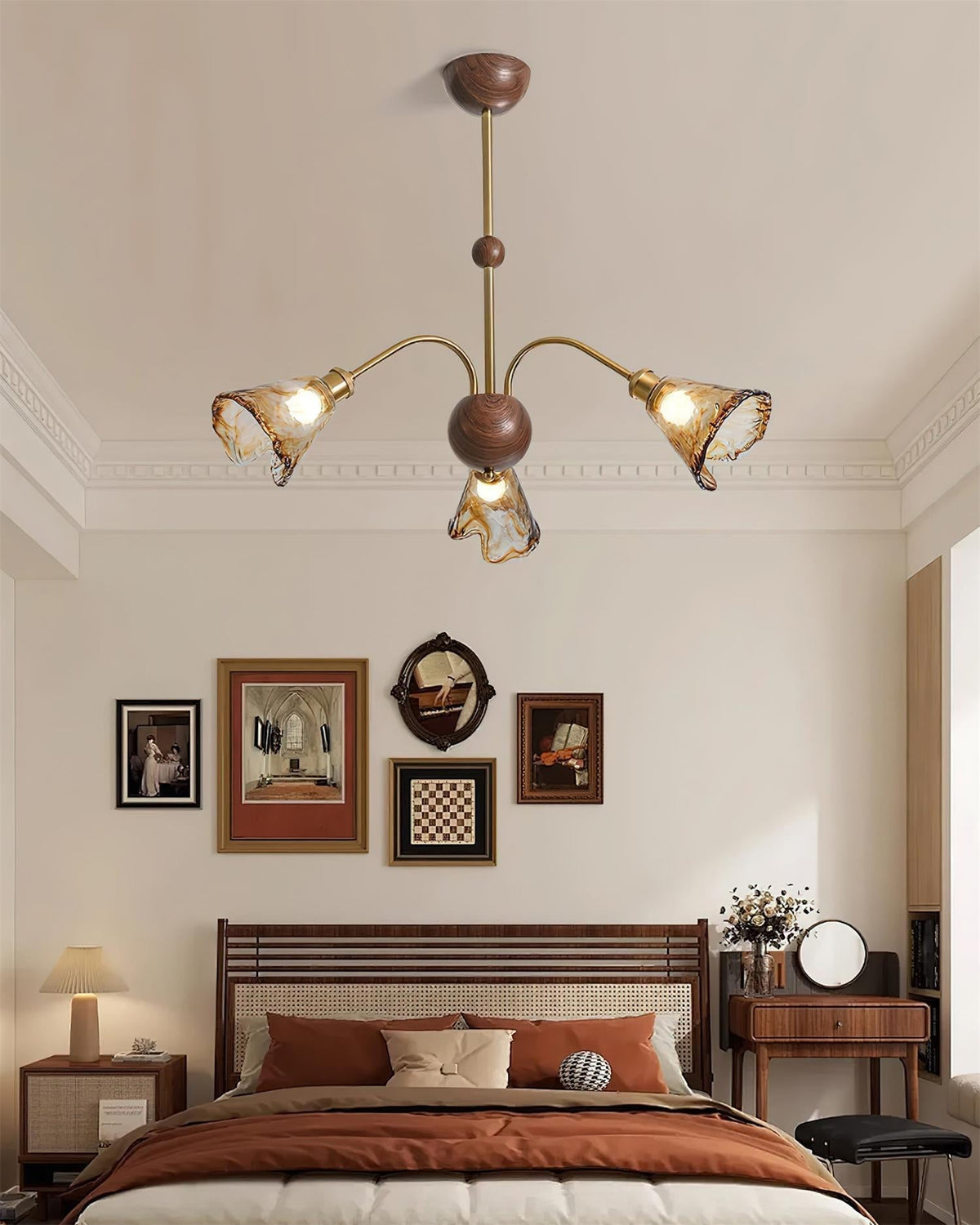 Beyona Amber Glass Chandelier-Neutral Decor